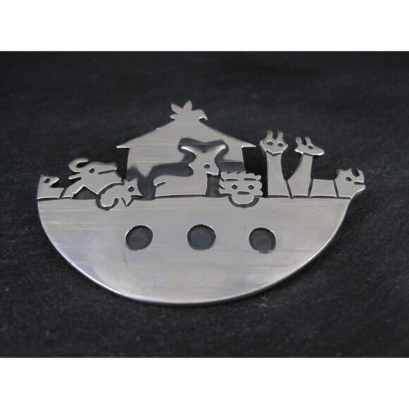 Vintage Noahs Ark Brooch Pendant Mexican Sterling Silver - Picture 4 of 10